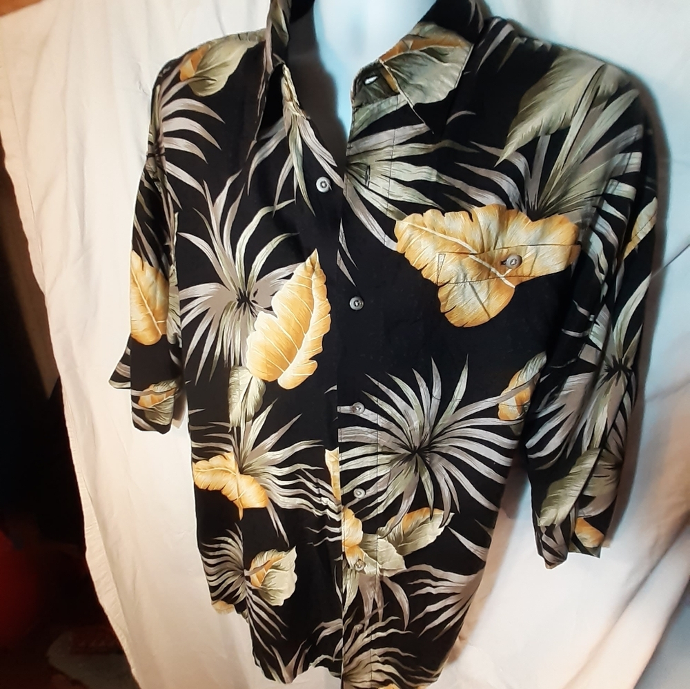 Vintage Hawaiian Shirt, Tropical Leaves